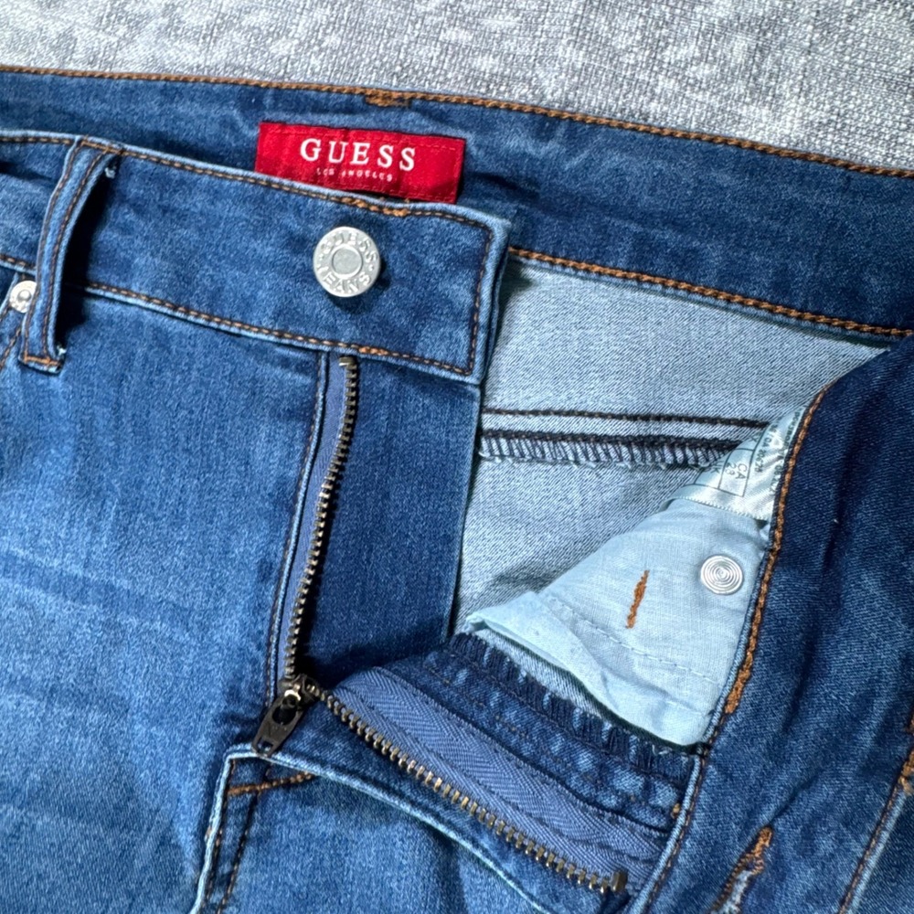 Guess Slim Jeans Women's 28 Blue Raw Hem Mid Rise Medium Wash - Picture 7 of 11